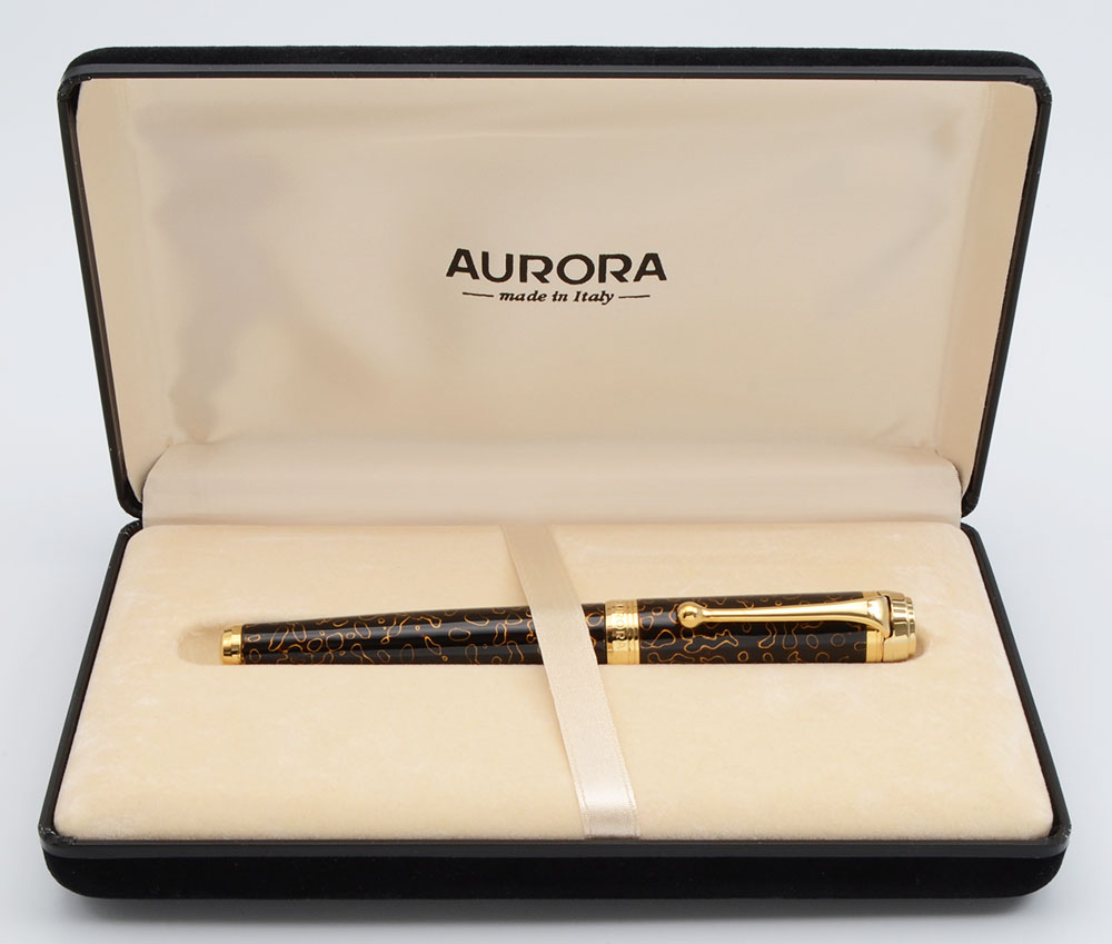 邦楽 AURORA Philosophy Aurora Asia Fountain Pen - Marbled Green and Burgundy Resin